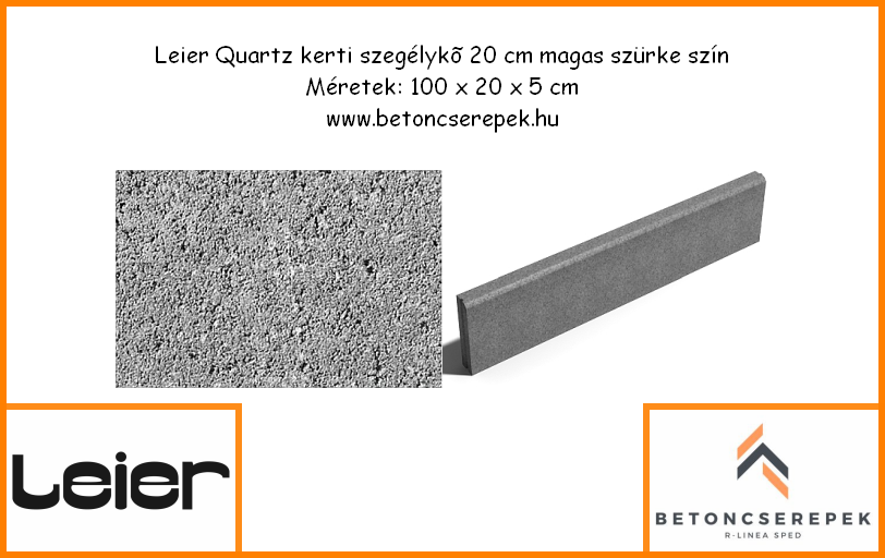 leier quarz kerti szegely szurke - betoncserepek.hu